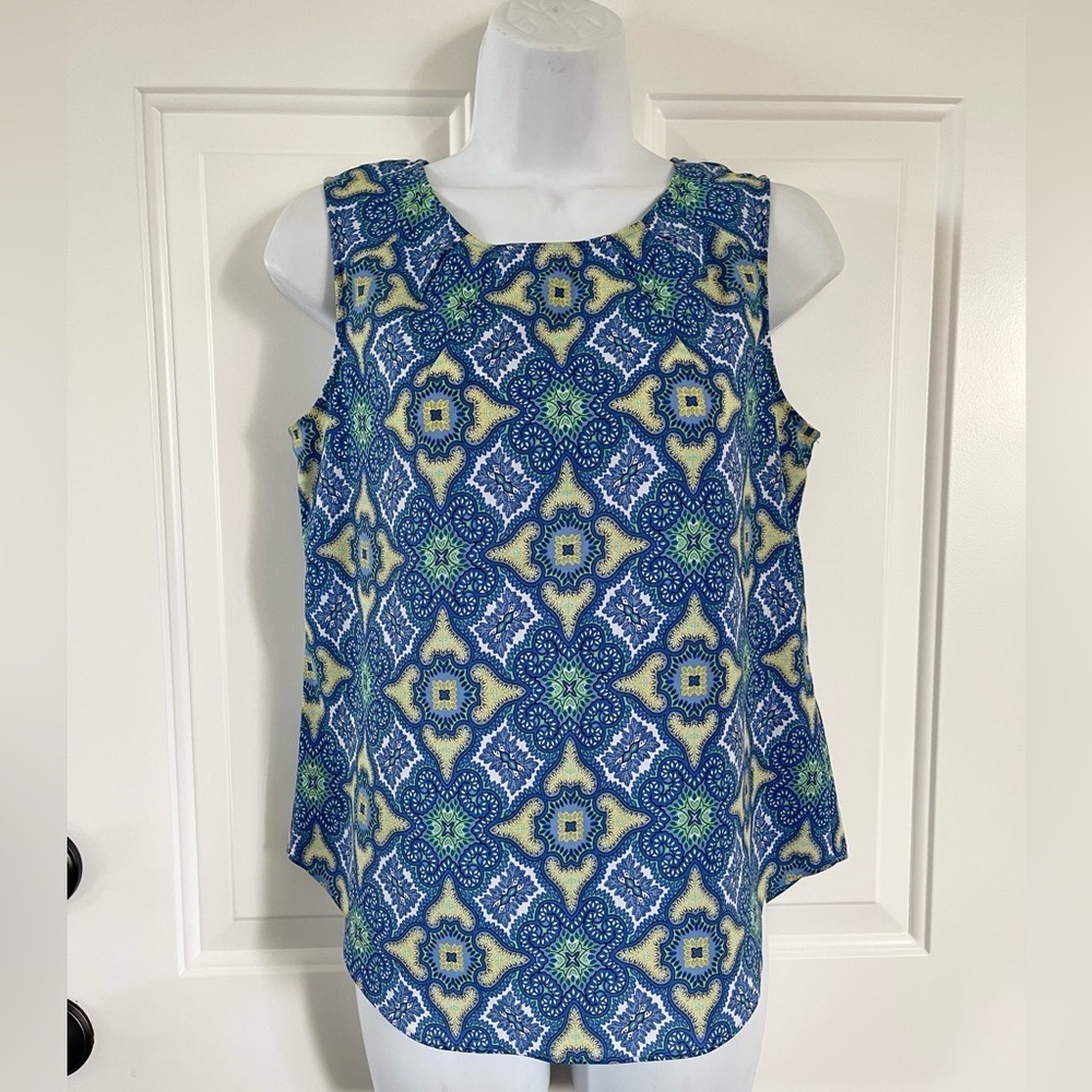 Talbots Blue Print Top size 2